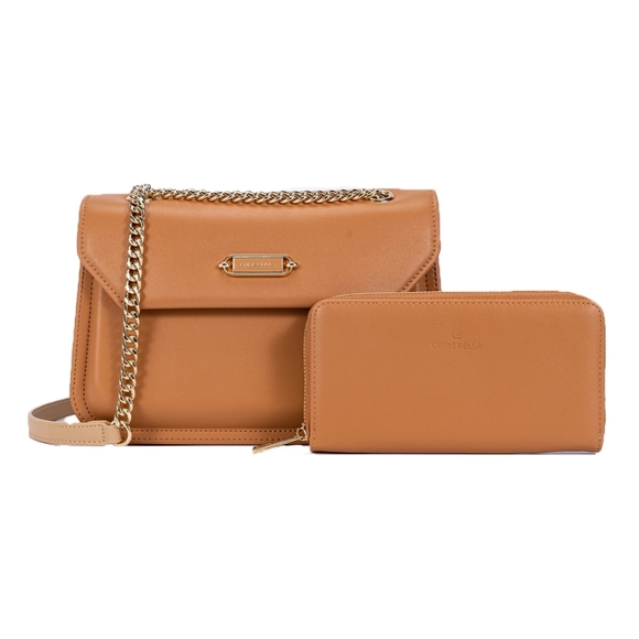 Handbags - Tan Crossbody Bag and Wallet Set